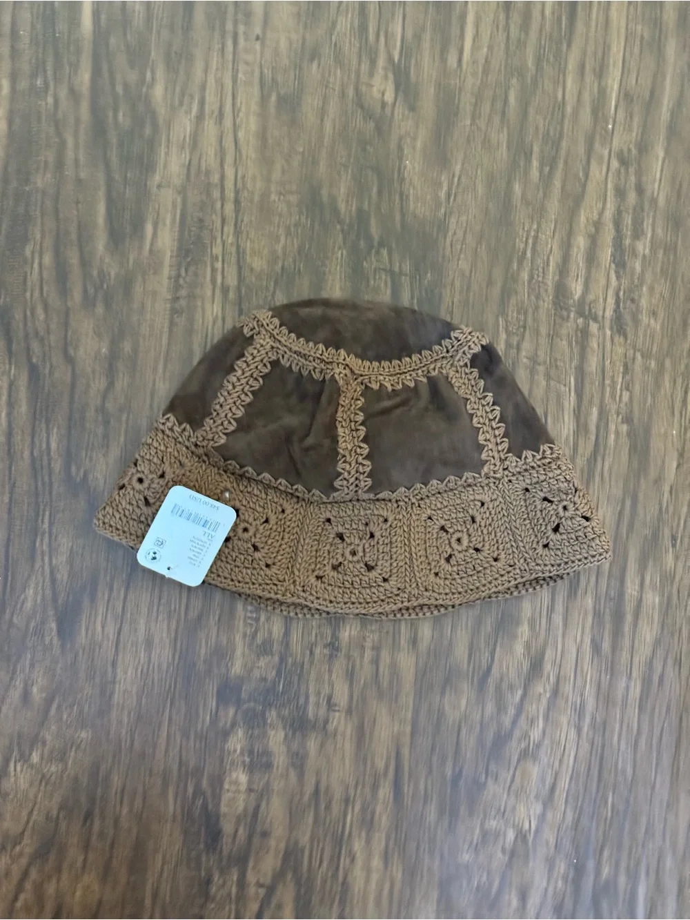 Free People Chocolate Brown Crochet-Trim Bucket Hat